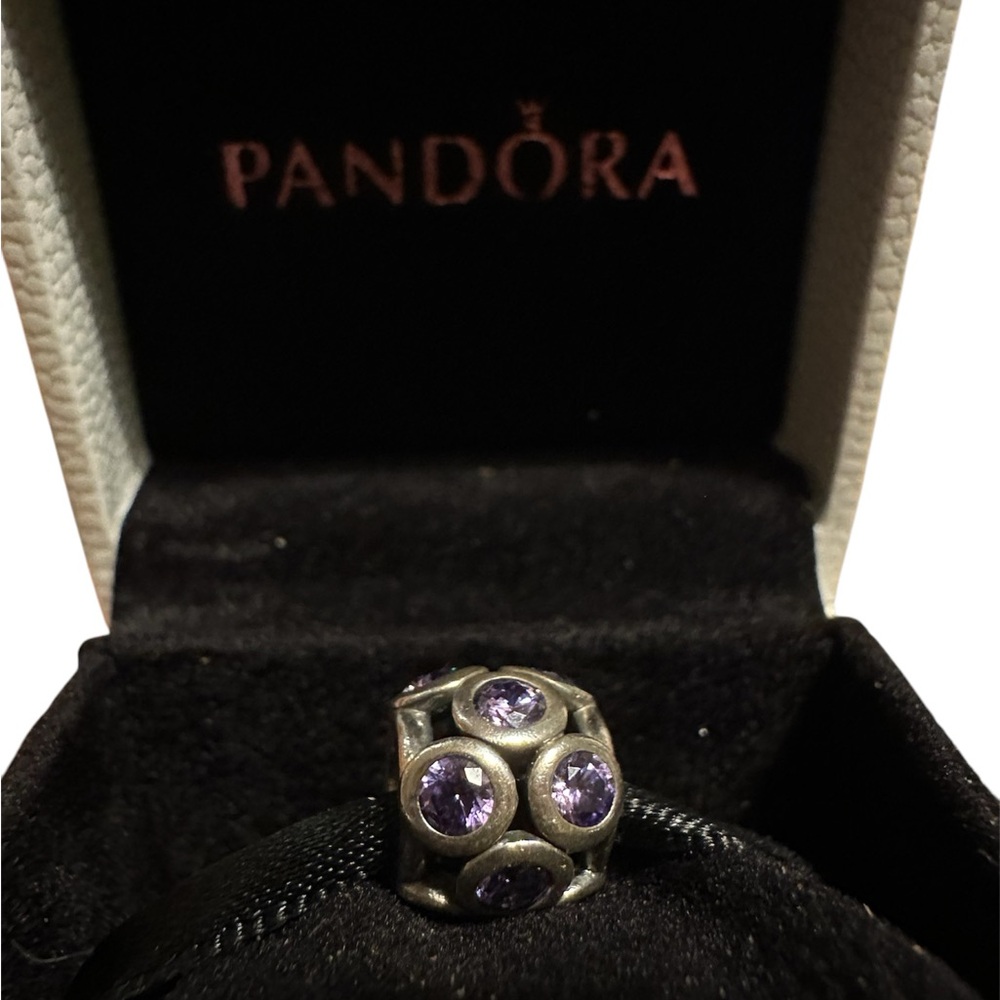 Pandora Silver Bead with Purple Stones